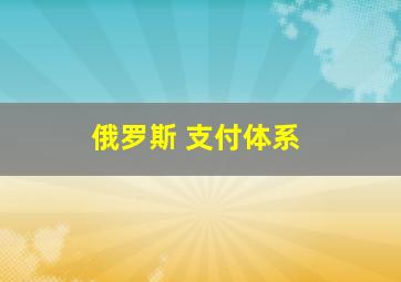 俄罗斯 支付体系